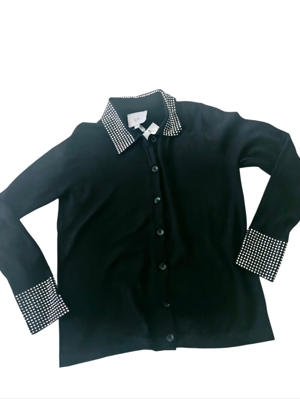 Milano LIV Black Button-Front Knit Cardigan